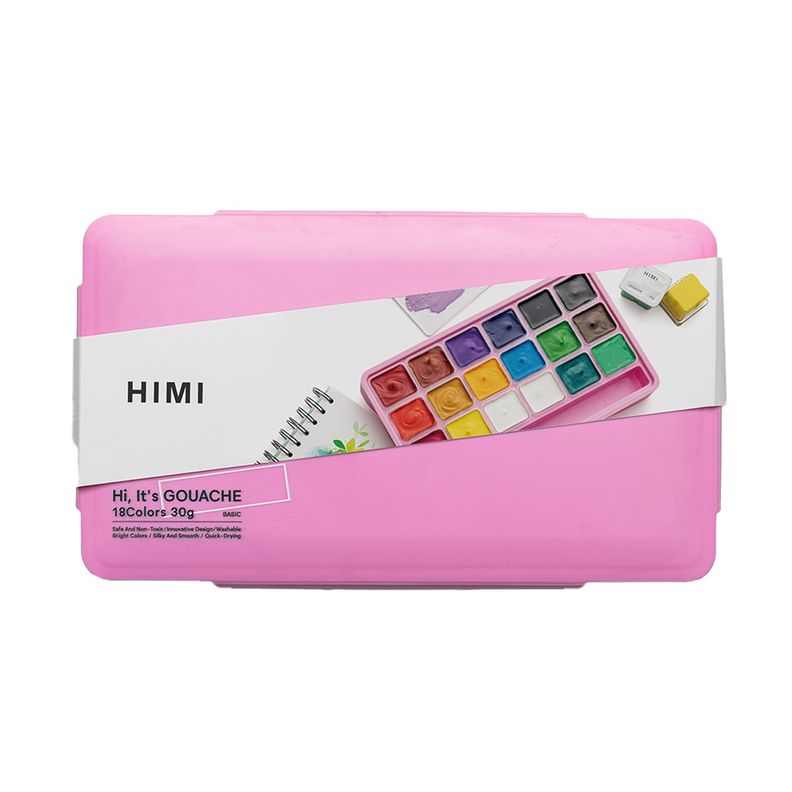 Himi Set Gouache 18 Colores Basicos 12g + 3 pinceles Rosado Surtido