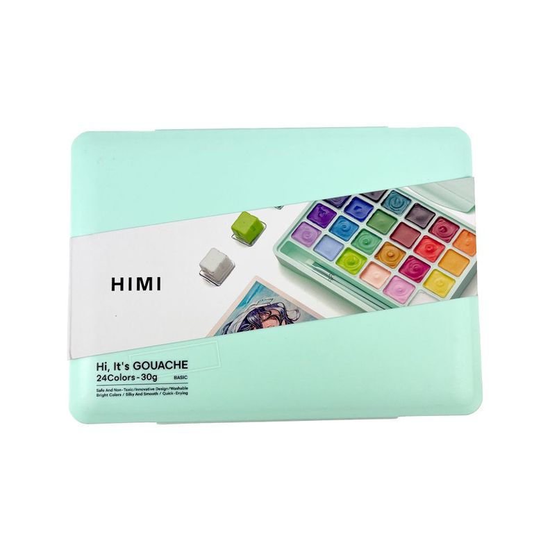 Set Himi Gouache 24 Colores/30gr Con 3 Pinceles Verde