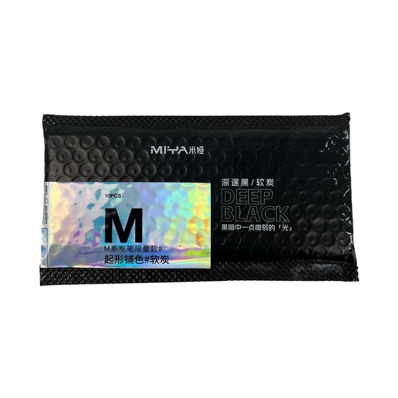 LÁPIZ DE CARBÓN MIYA M SERIES 10UNDS, SUAVE-0