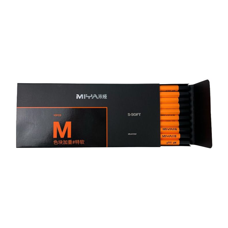 LÁPIZ DE CARBÓN MIYA M SERIES 10 UNDS, S-SOFT-1