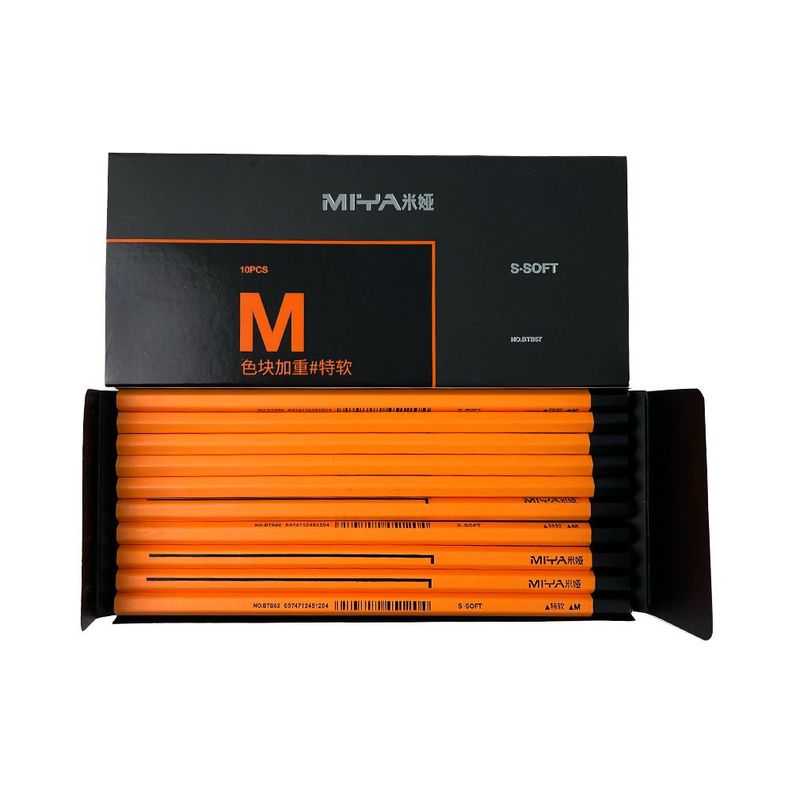 LÁPIZ DE CARBÓN MIYA M SERIES 10 UNDS, S-SOFT-2