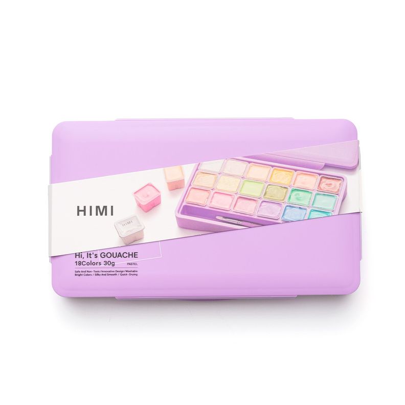 Himi Set Gouache 18 Colores Pastel 12g + 3 pinceles Morado Surtido