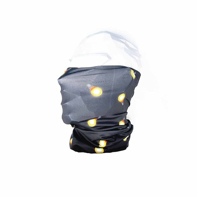Bandana Multifuncional Tubular Negra Diseño Ampolletas-1