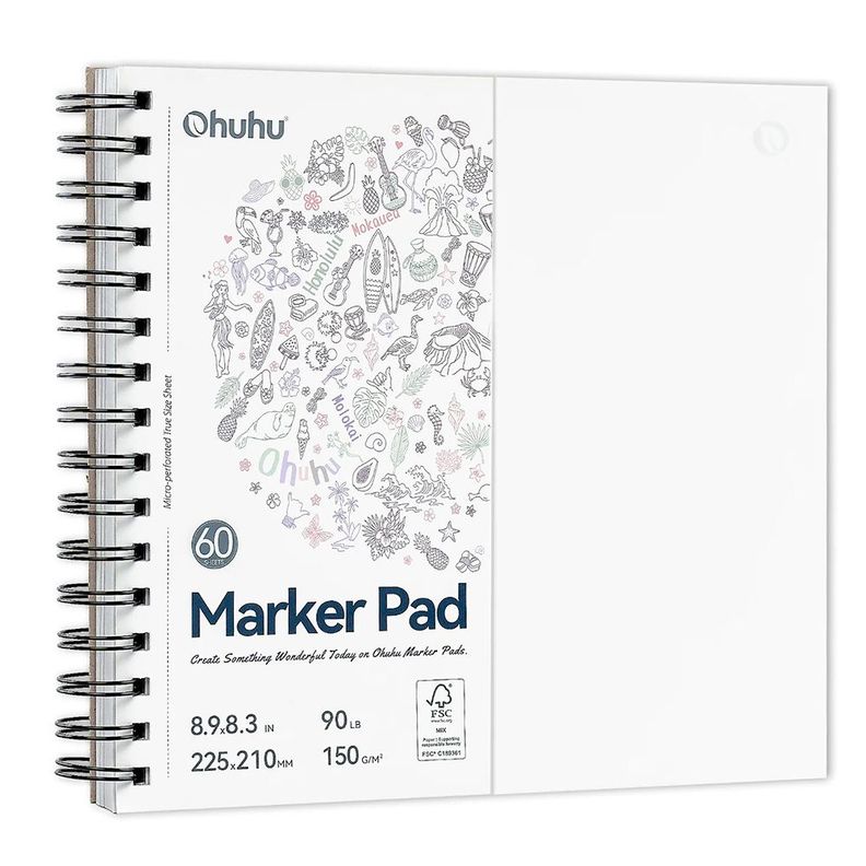 OHUHU BLOCK MARCADORES ANILLADO ESPIRAL(22.5X21 60HJS 150g) Blanco