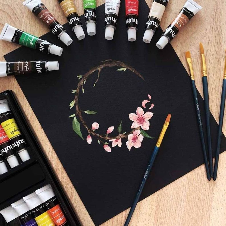 Set 24 Pinturas Acrílicas 12ml + 6 Pinceles-2