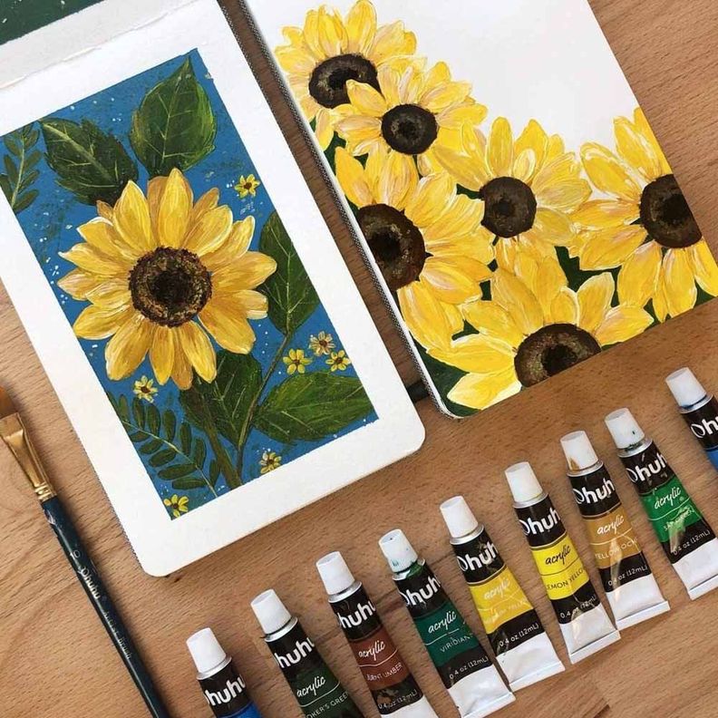 Set 24 Pinturas Acrílicas 12ml + 6 Pinceles-5