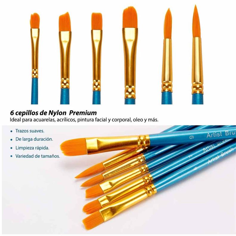 Set 24 Pinturas Acrílicas 12ml + 6 Pinceles-7