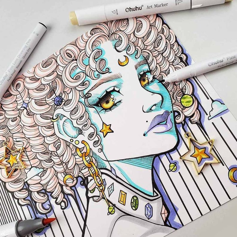 Ohuhu 8 Marcador Tiralíneas Para Dibujo.-4