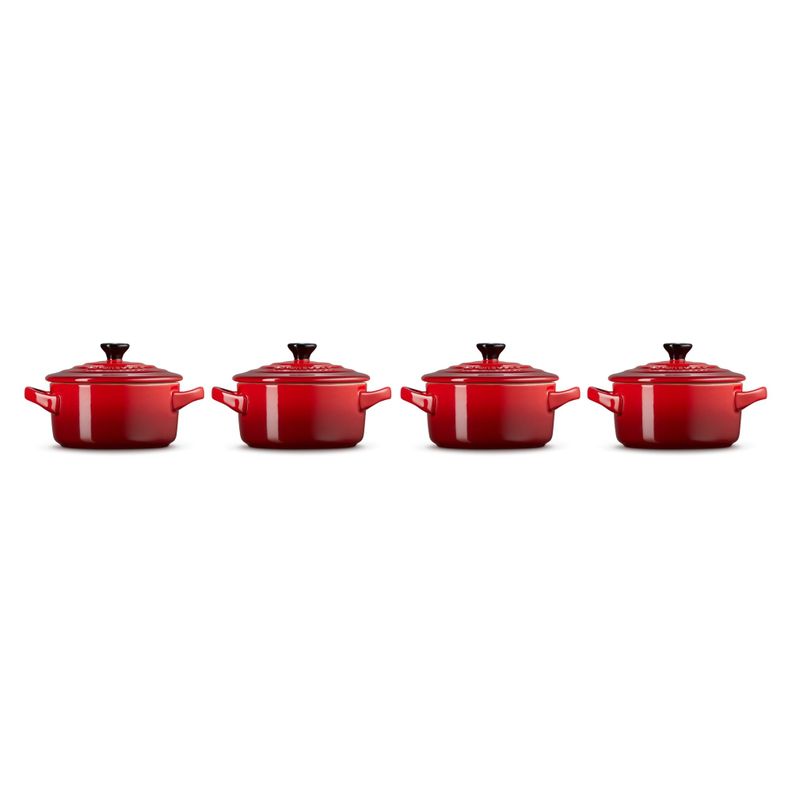 Le Creuset Set 4 Mini Cocotte Redondo 10cm Cereza Cerámica
