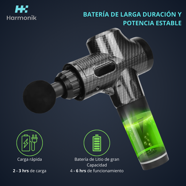 Pistola Masajeadora Cuerpo Completo Harmonik A2 Gris + 06 Cabezales-6