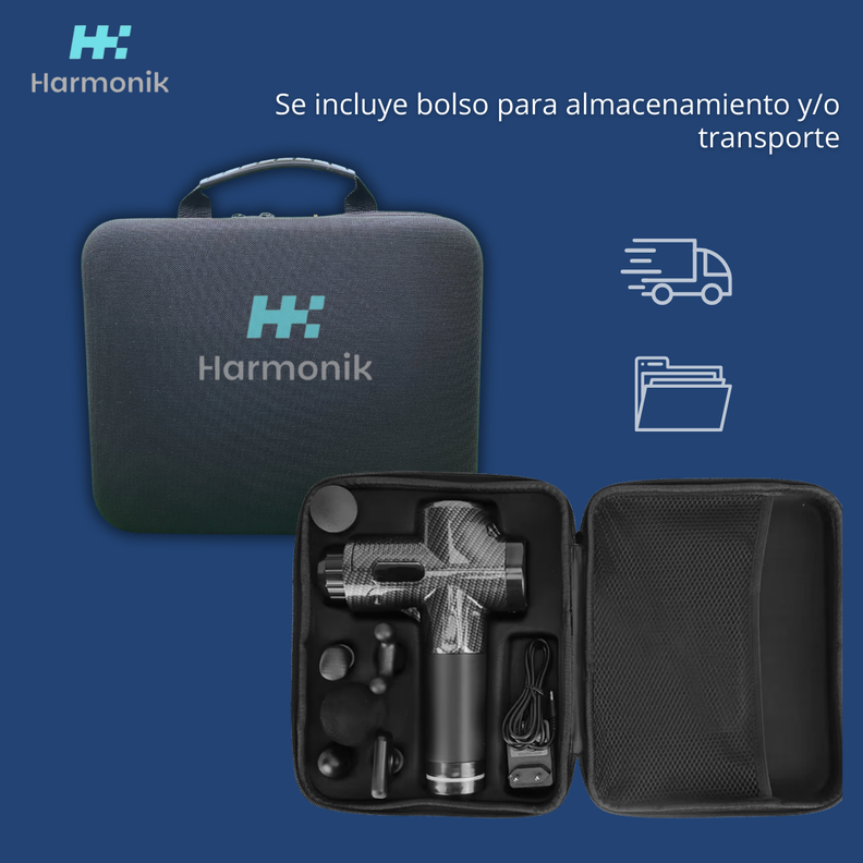 Pistola Masajeadora Cuerpo Completo Harmonik A2 Gris + 06 Cabezales-7