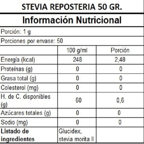 Stevia En Polvo Uso Masivo y Repostería - 50 g-1