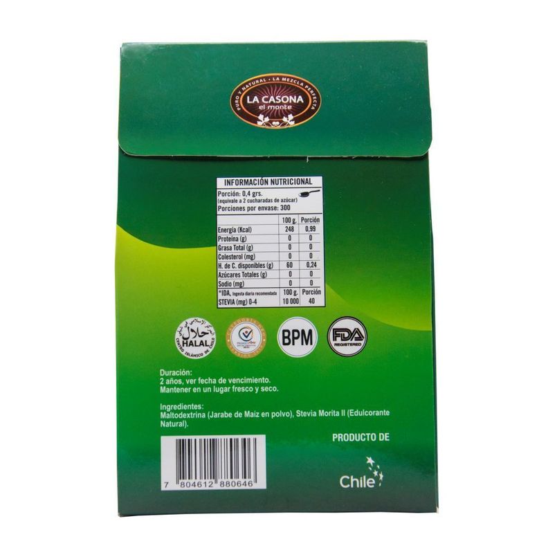 Stevia En Polvo Uso Masivo y Repostería -120 g-1