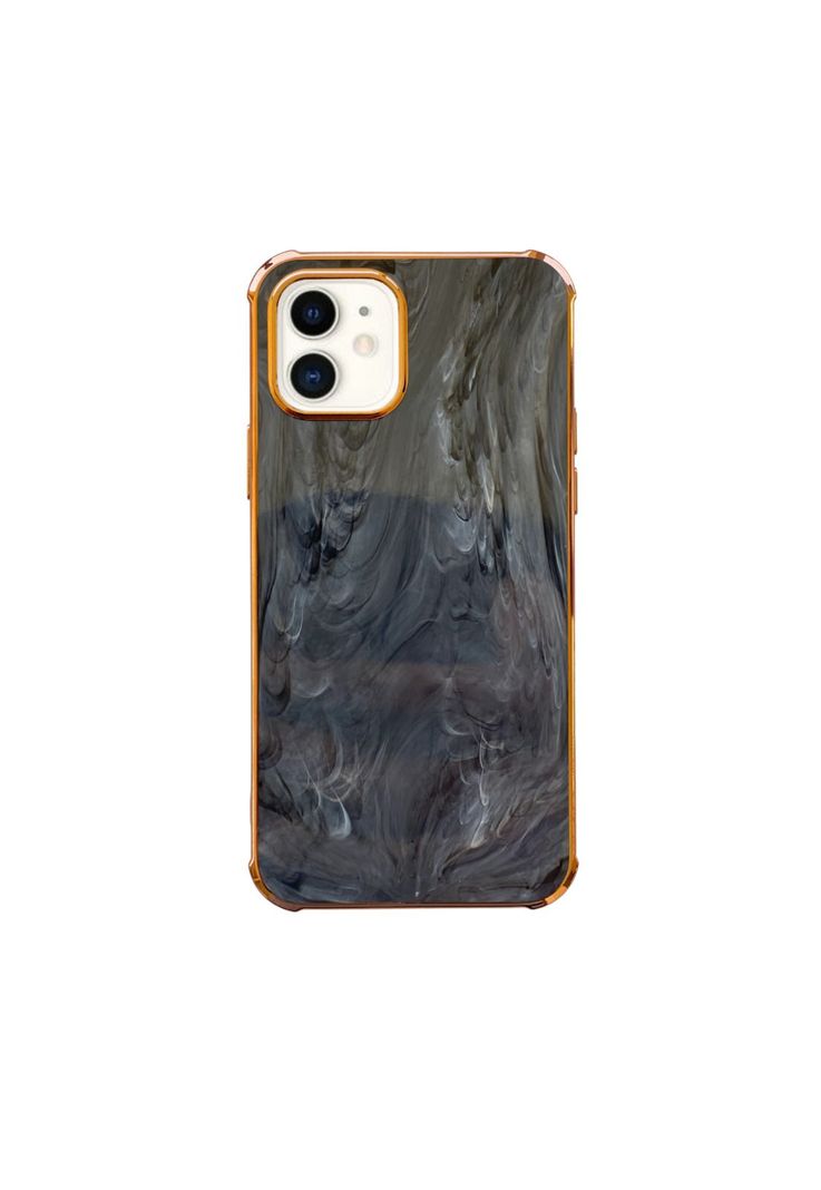 Carcasa  compatible iphone 12 Pro Max Mármol Negro Borde Dorado-0