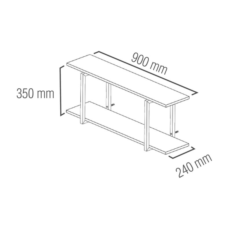 Repisa tipo Industrial 2 tablas 90x20 cm NEGRO - Brasforma-2