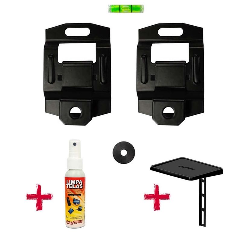Soporte Fijo para TV 10" a 85" 100kg + Porta Deco + Limpia Pantallas SBRU871 Negro Mate