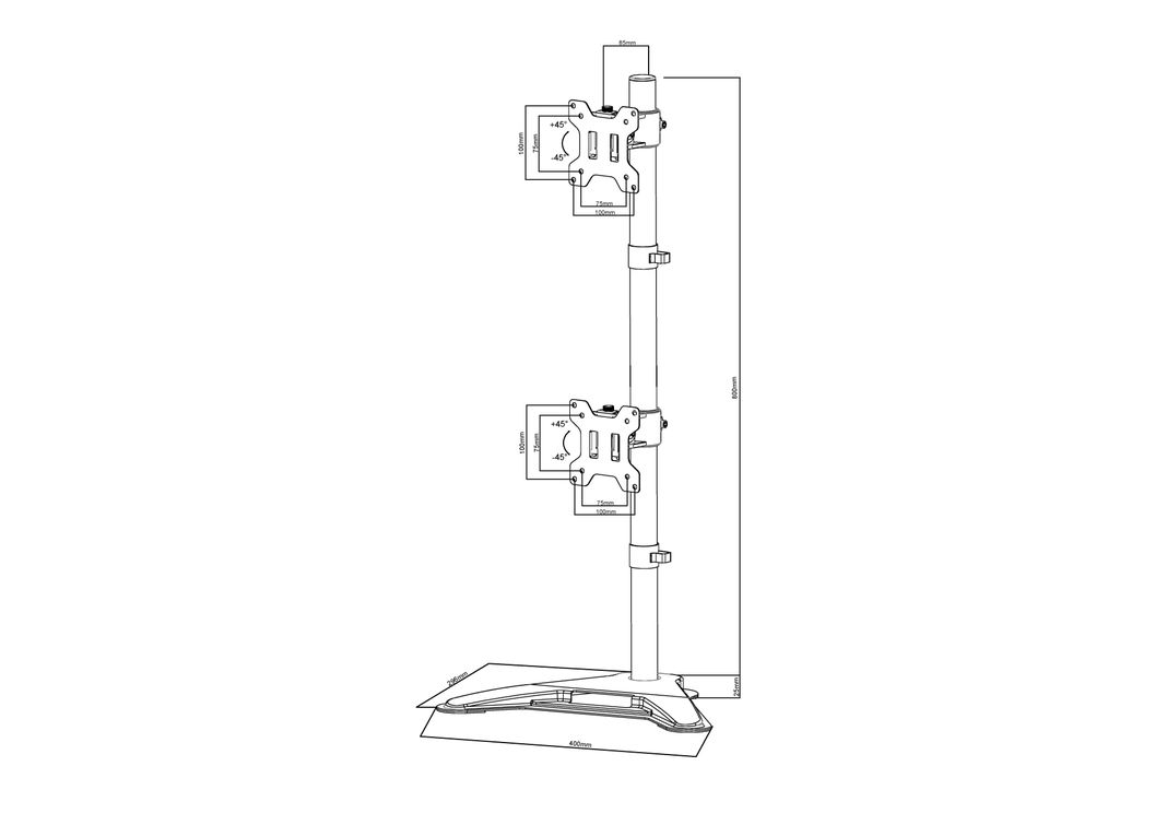 Soporte 2 monitores Vertical - 13" a 32" - 16 kg. Articulado-3