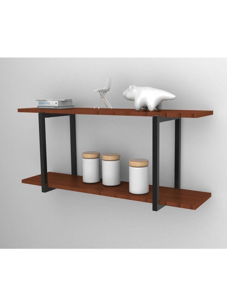 Repisa tipo Industrial 2 Tablas 90x20 cm Café 20kg Brasforma-0