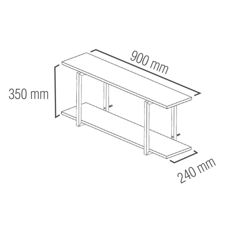 Repisa tipo Industrial 2 Tablas 90x20 cm Café 20kg Brasforma-2