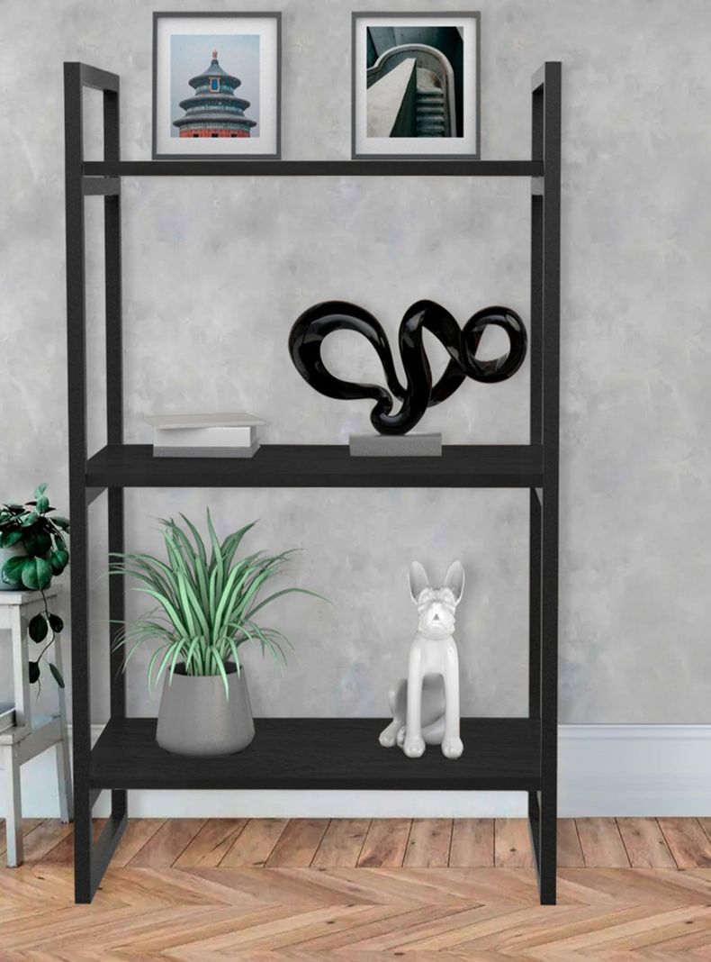 Repisa Tipo Industrial 3 Tablas 60cm x 30cm Negro - Brasforma-0
