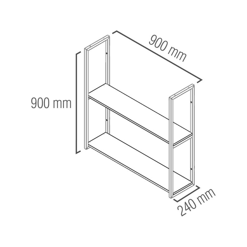 Repisa Tipo Industrial 2 Tablas 90x20 CAFÉ - 20kg Brasforma-2