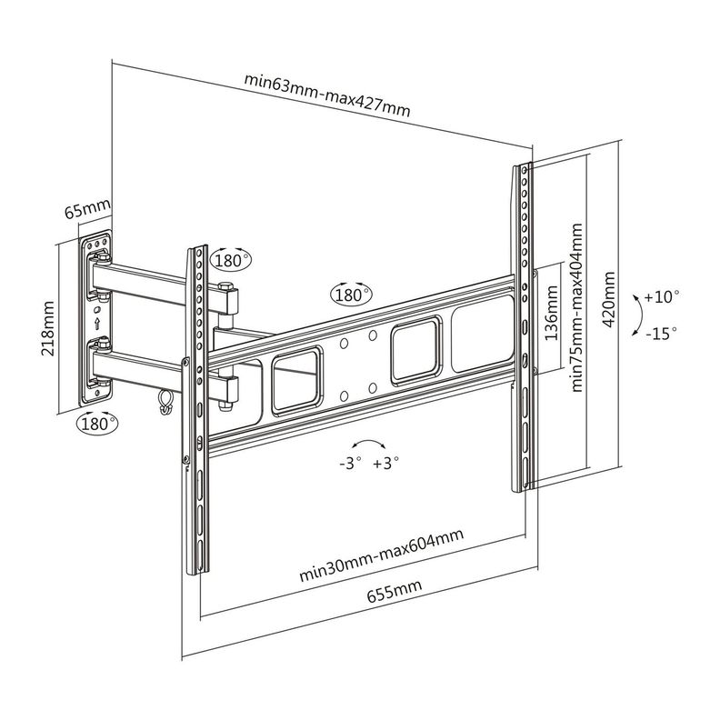SOPORTE TV BRAZO ARTICULADO DE 42.7cm - 180° - 37” A 70”-3