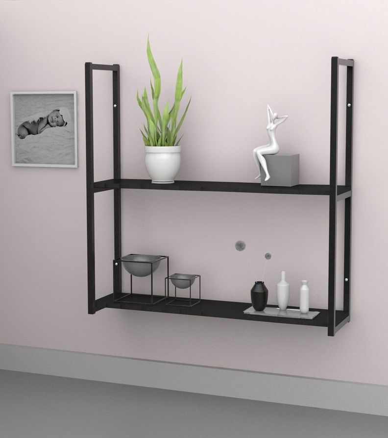 Repisa Tipo Industrial 2 Tablas 90x20 NEGRO - 20kg Brasforma-0