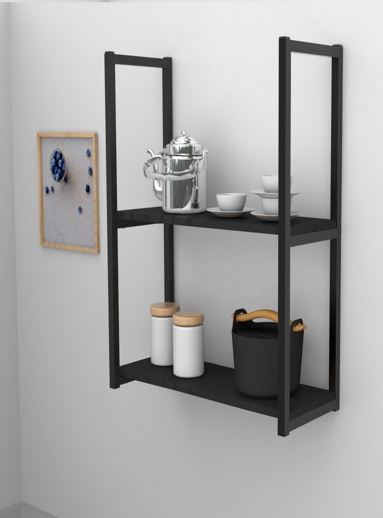 Repisa Tipo Industrial 2 Tablas 60x20cm NEGRO 20kg Brasforma-0