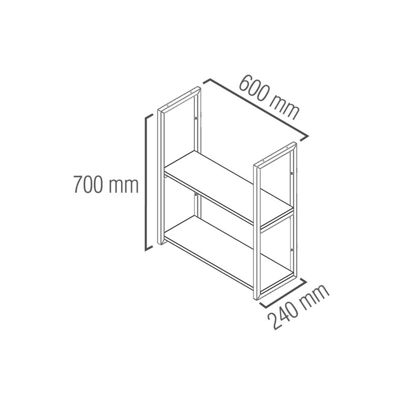 Repisa Tipo Industrial 2 Tablas 60x20cm NEGRO 20kg Brasforma-1
