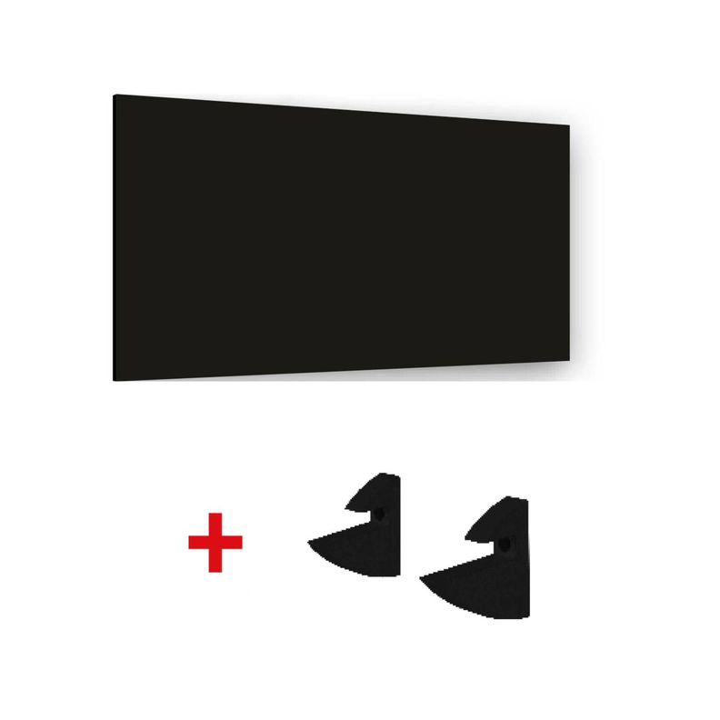 Repisa + 2 Soporte 90×25x1,5 cm NEGRO-0