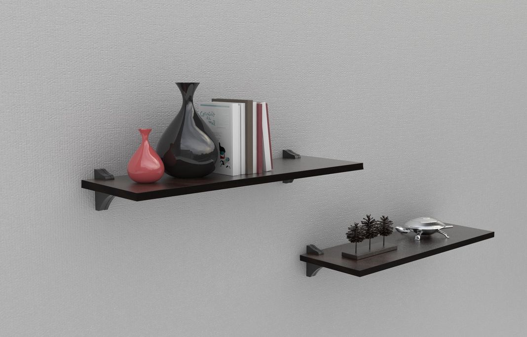 Repisa + 2 Soporte 90×25x1,5 cm NEGRO-1