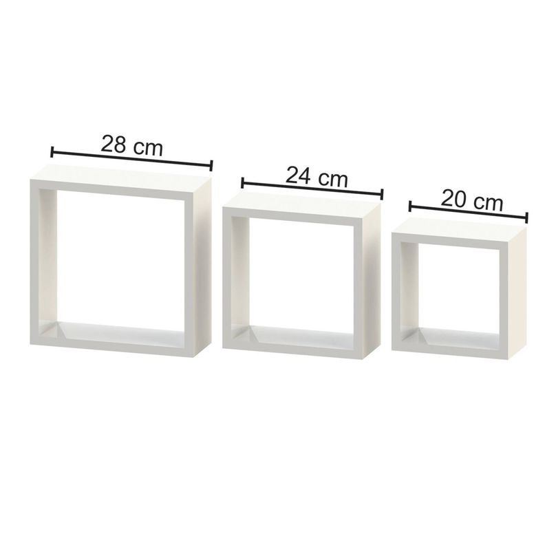 Repisa tipo Cubos  x 3   28cm-24cm-20cm BLANCO - BRASFORMA-2