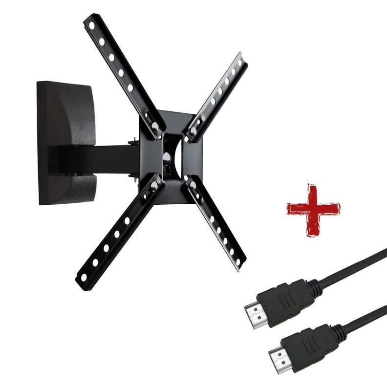 Soporte TV con Brazo de 19cm 10" a 55" + HDMI 1mts Regalo Sbrp134 Brasforma Negro