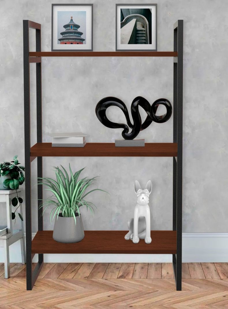 Repisa Tipo Industrial 3 Tablas 60cm x 30cm Café - Brasforma-0