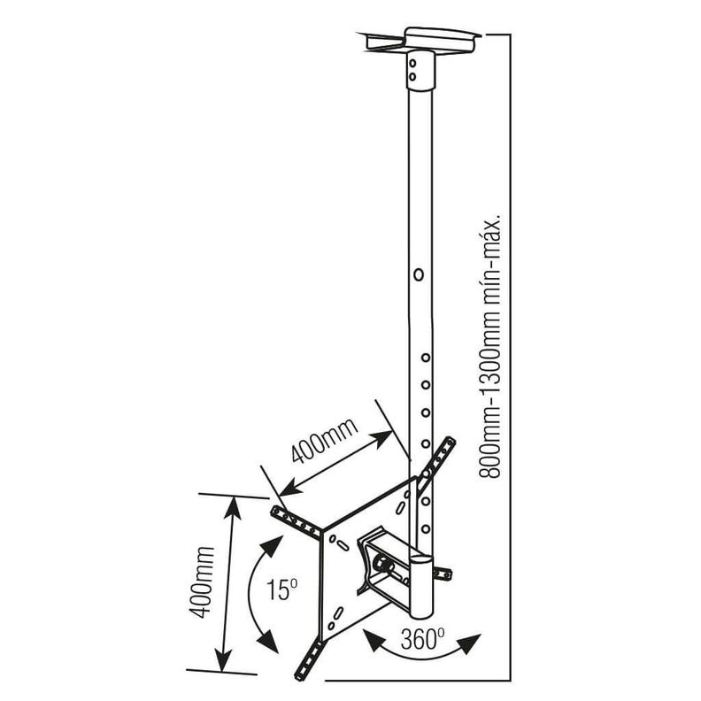 Soporte  TV de Techo 10" a 55" - 360° +  Sop. Deco  Bco-2