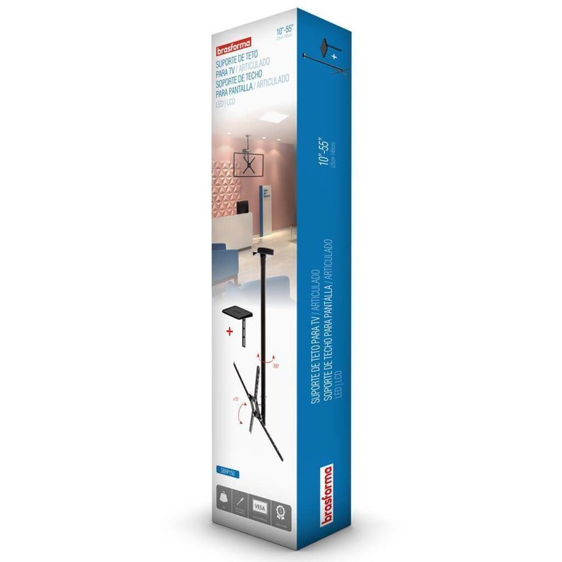 Soporte  TV de Techo 10" a 55" - 360° +  Sop. Deco  Bco-6