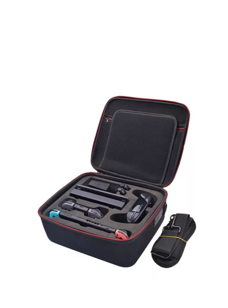 Maleta Para Nintendo Switch Consola Rigida Correa De Hombro color negro-0