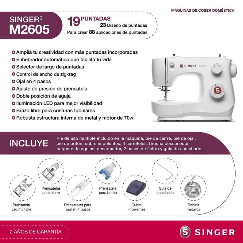 Máquina de coser Recta Zig Zag Singer M2605-1