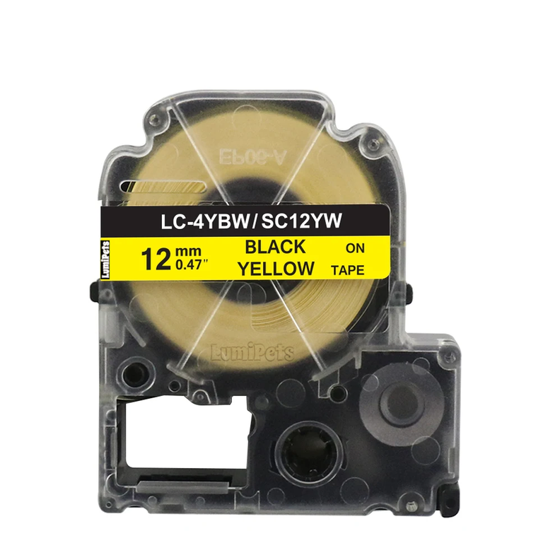 Cinta Tipo LK-4YBW para Rotuladora Epson 12mm x 8m Amarilla-0