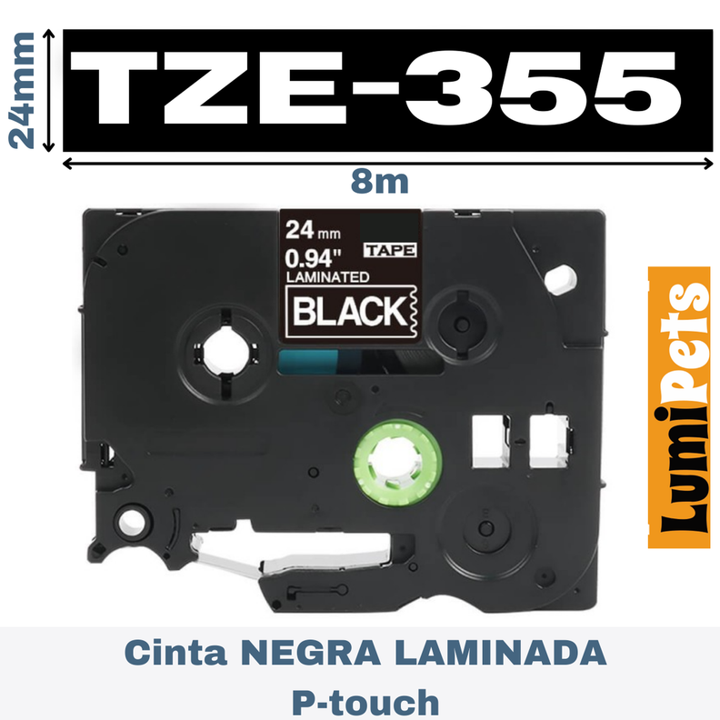 Cinta Tze-355 Para Rotuladora Brother Modelo Pt, 24mm X 8m-1