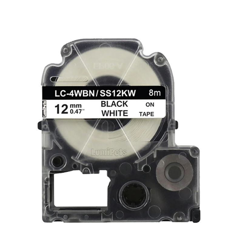 Cinta Tipo LK-4WBN para Rotuladora Epson 12mm x 8m Blanca-0