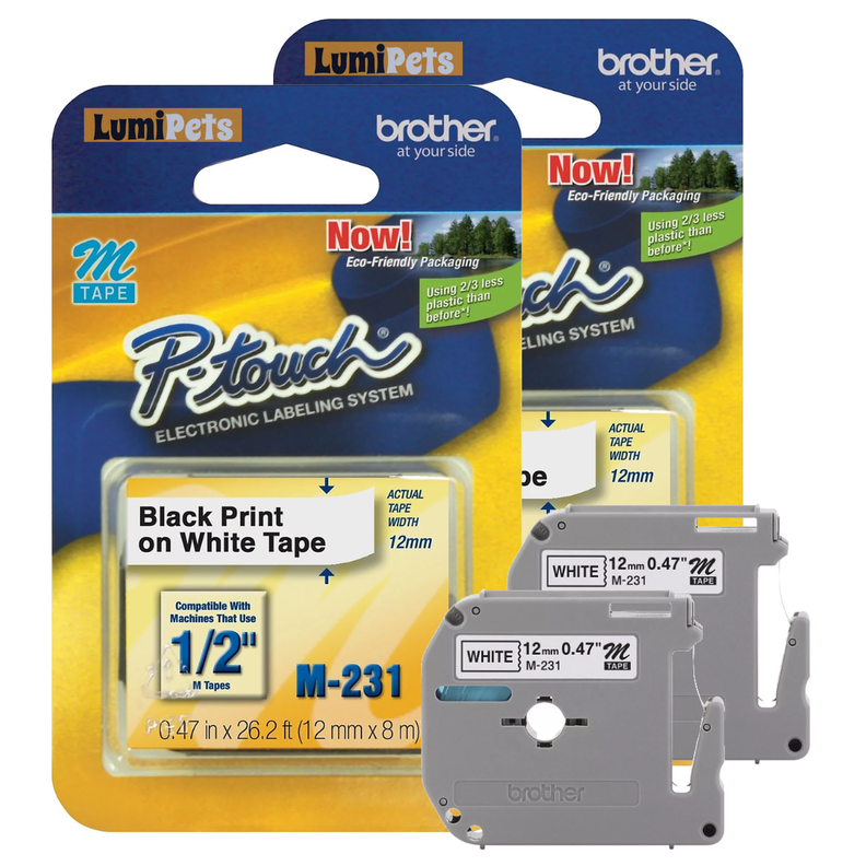 2X Cinta Rotuladora M-231 | Brother | 12mm X 8m Color Blanco-0