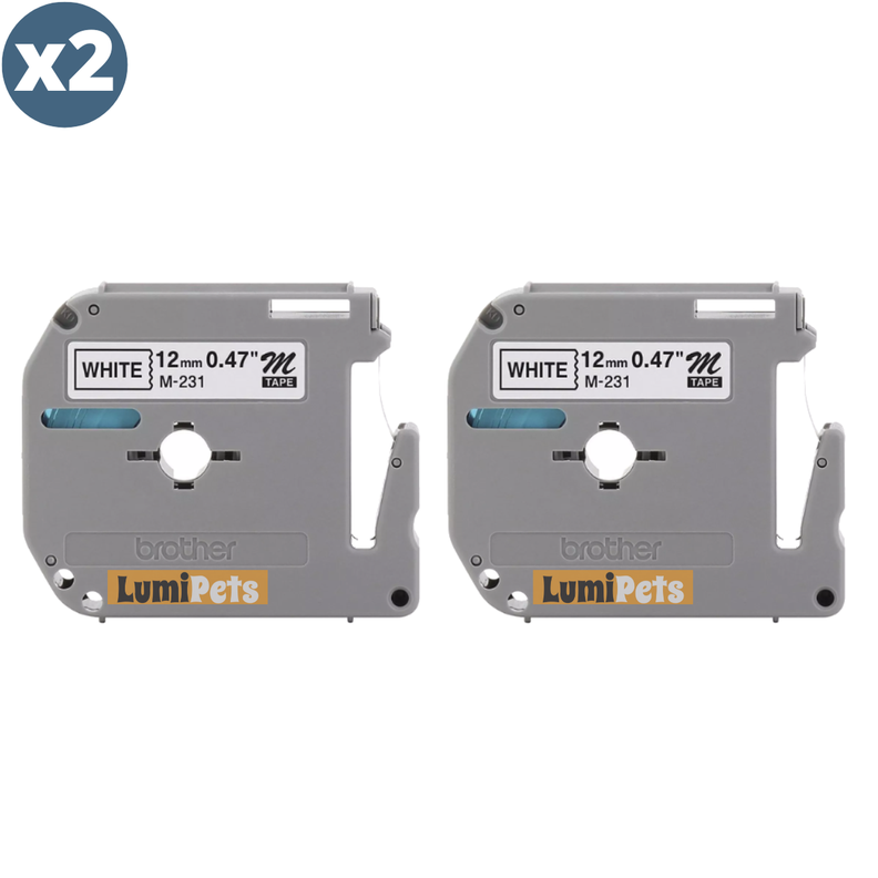 2X Cinta Rotuladora M-231 | Brother | 12mm X 8m Color Blanco-2