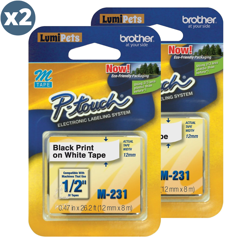 2X Cinta Rotuladora M-231 | Brother | 12mm X 8m Color Blanco-3