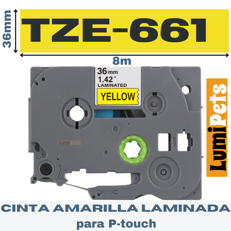 Cinta TZe-661 Para Rotuladora Brother Modelo Pt, 36mm X 8m-0