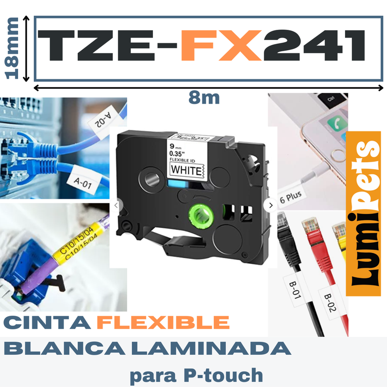 Cinta TZe-Fx241 Para Rotuladora Brother Modelo Pt 18mm X 8m-0