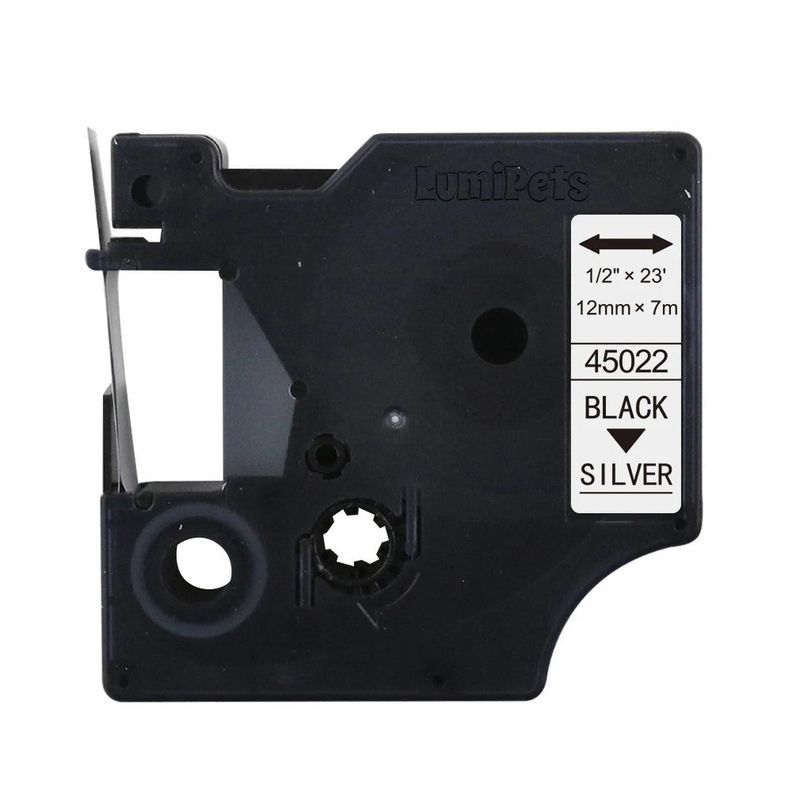 Cinta Etiqueta D1 para Rotuladora DYMO 12mm X 7m | Plata 45022-0