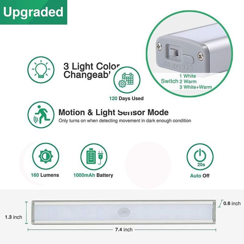 Barra Luz Led inteligente sensor de movimiento-7