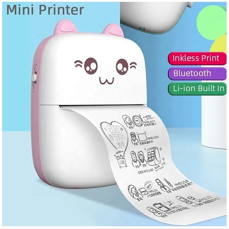 Mini Impresora de Etiquetas Adhesiva Térmica Portátil Inalámbrica-2