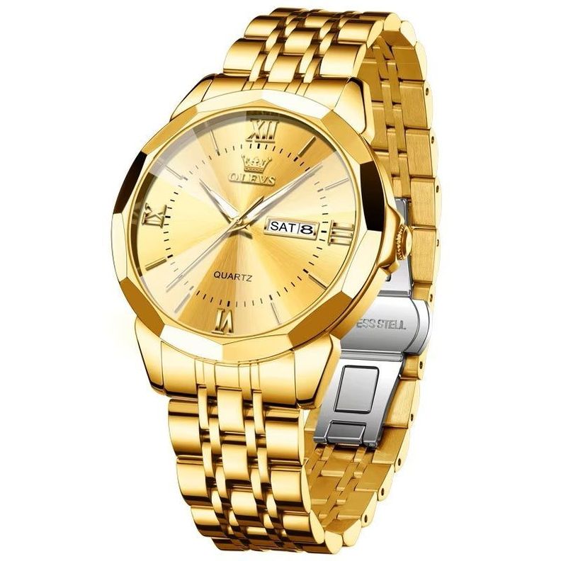 Reloj Dorado de Acero Inoxidable para Hombre Estilo Lujo y Deportivo Dorado Metalico